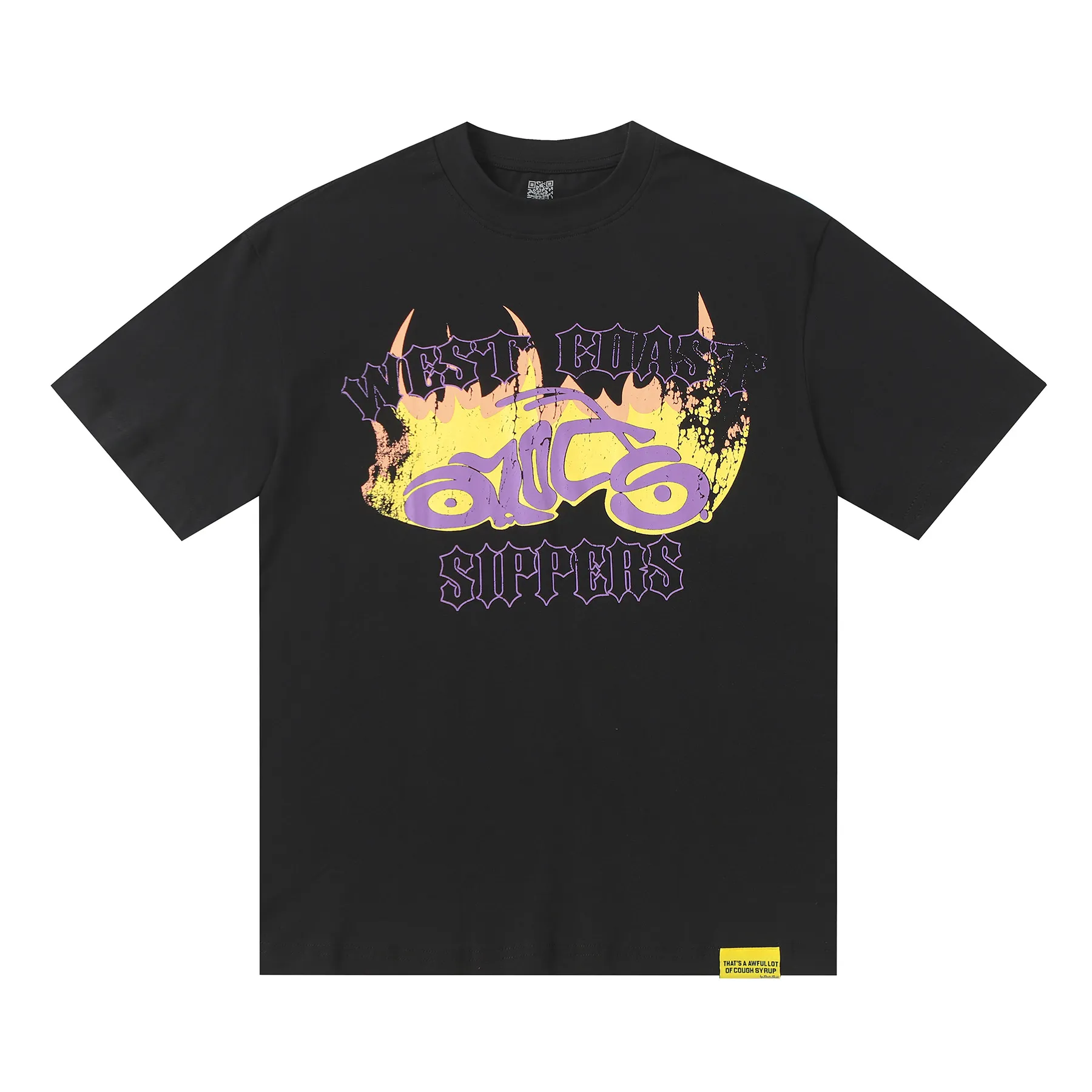 # - -purple I THAT'S A AWFUL LOT OF COUGH SYRUP In Stock Real shot American simple trendy brand loose casual T-shirt Fabric (fabric): 32 counts Weight combed double yarn pure cotton Sizes (size): S-M L X L Color (colour): Black-Green Black-Purple